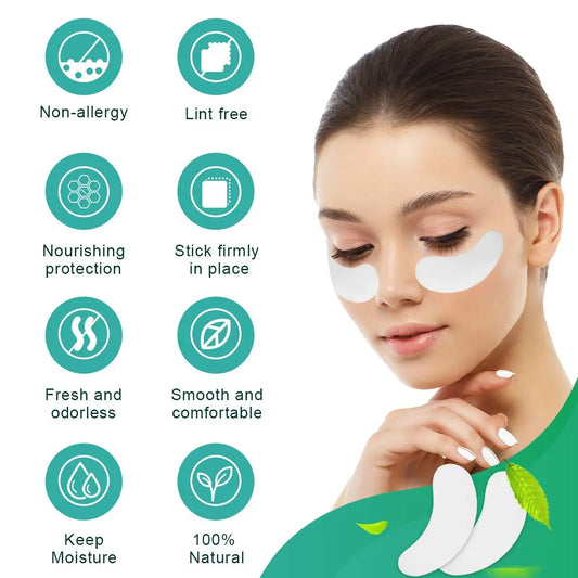 Patches de Gel para Extensão de Cílios – 100 Pares, Hidrogel Suave, Uso Profissional