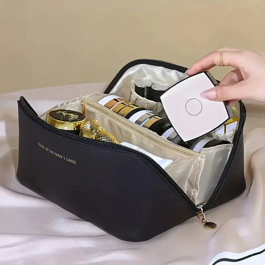 Organizador de Maquilhagem Multifuncional com Zip – Bolsa Interna, Estilo Elegante para Viagem