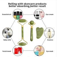 Rolo de Jade Natural – Massagem Facial e Corporal, Drenagem Linfática, Lifting e Luminosidade