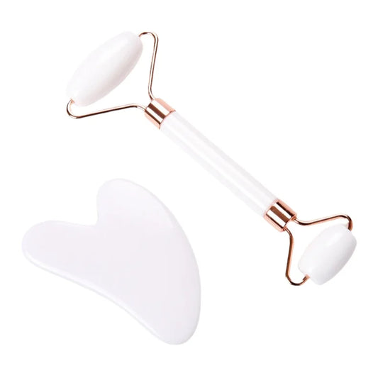 Conjunto Gua Sha + Rolo de Jade – Lifting Facial, Anti-Rugas, Presente