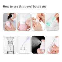 Kit de Viagem Premium 16 Peças – Garrafas de Silicone Anti-Vazamento (Aprovado para Avião)