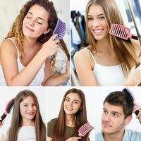Escova Profissional Curva – Cerdas Nylon e Javali, Anti-Frizz, para Lisos e Caracóis