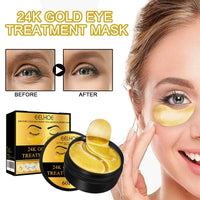 Máscaras de Olhos Ouro 24K – Colagénio + Ácido Hialurónico, 60 Unidades