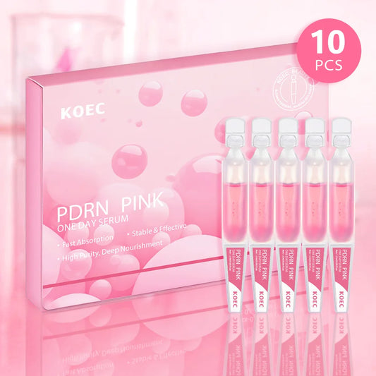 Kit 10 Ampolas PDRN Rosa – Sérum de Rejuvenescimento, Hidratação e Controlo de Poros