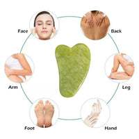 Rolo de Jade Natural com Gua Sha – Lifting Facial, Anti-Rugas, Cabeça Dupla