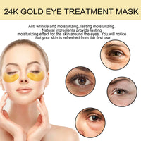 Máscaras de Olhos Ouro 24K – Colagénio + Ácido Hialurónico, 60 Unidades