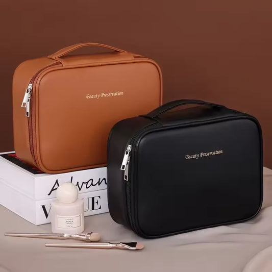 Bolsa de Maquilhagem Dupla Camada – Grande Capacidade, Design Luxo