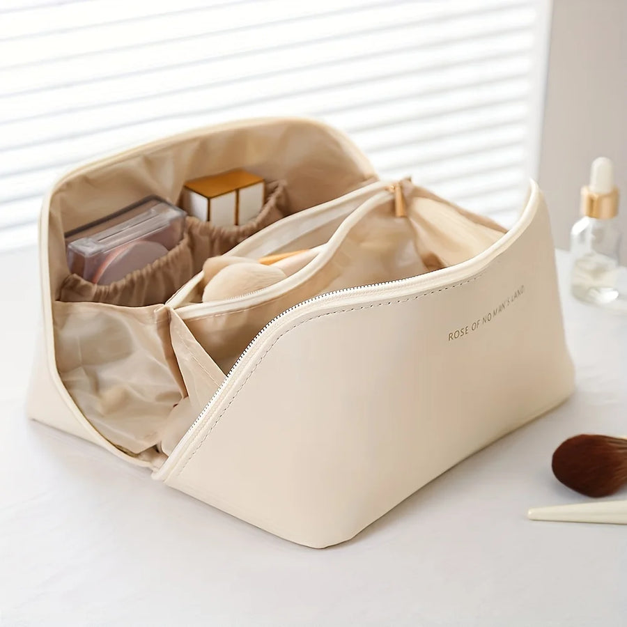 Saco Organizador de Maquilhagem com Zip – Grande Capacidade, para Viagem e Uso Diário
