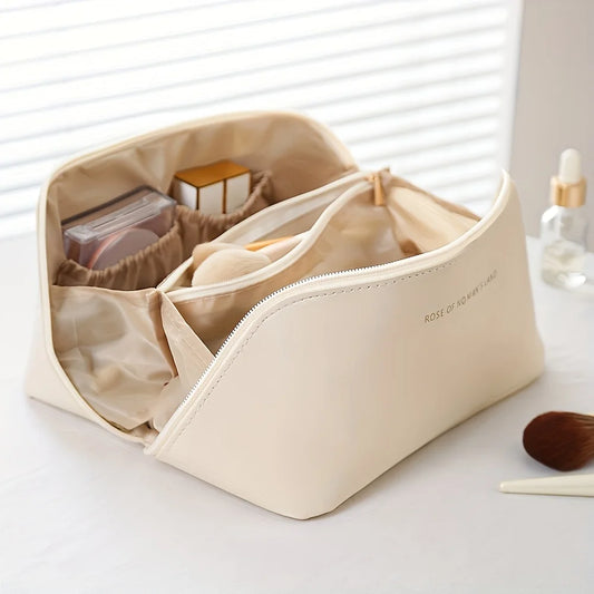 Saco Organizador de Maquilhagem com Zip – Grande Capacidade, para Viagem e Uso Diário
