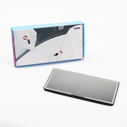 Espelho LED para Pára-Sol do Carro – Recarregável USB, Luz Regulável