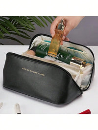 Saco de Cosméticos de Viagem em Pele – Grande Capacidade, Estilo Luxo