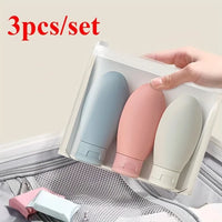 Kit de Viagem 3 Garrafas Squeeze Recarregáveis 60ml – Anti-Vazamento, Ideal para Avião