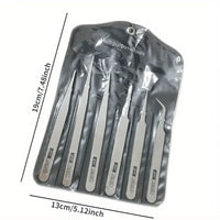 Kit 6 Pinças de Aço Inoxidável – Precisão Industrial, Pontas Retas e Dobradas para DIY