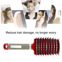 Escova Profissional Curva – Cerdas Nylon e Javali, Anti-Frizz, para Lisos e Caracóis