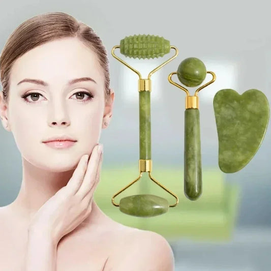 Rolo de Jade Natural – Massagem Facial e Corporal, Drenagem Linfática, Lifting e Luminosidade