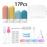 Kit de Viagem Premium 16 Peças – Garrafas de Silicone Anti-Vazamento (Aprovado para Avião)