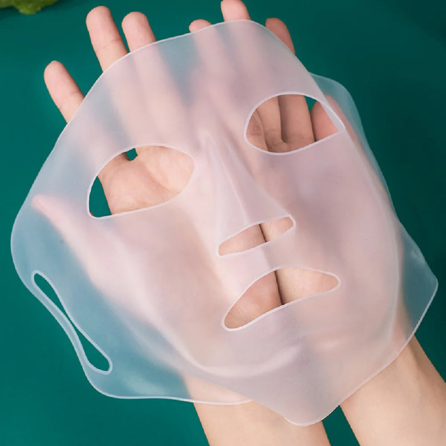 Máscara Facial 3D de Silicone Reutilizável – Hidratante, Lifting, Anti-Rugas