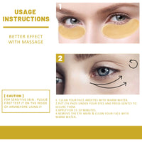 Máscaras de Olhos Ouro 24K – Colagénio + Ácido Hialurónico, 60 Unidades